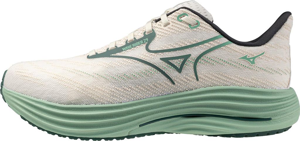 Mizuno Wave Rider 29 M Löparskor Snow White/Bistro Green/Creme de Menthe, UK 10