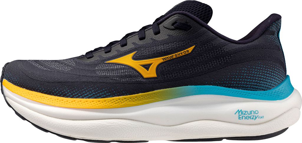 Mizuno Wave Sky 9 M L&ouml;parskor Baritone Blue/Citrus/Capri Breeze