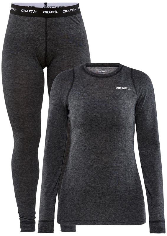 Craft Core Wool Merino Set W Underställ Set Black Melange, XL