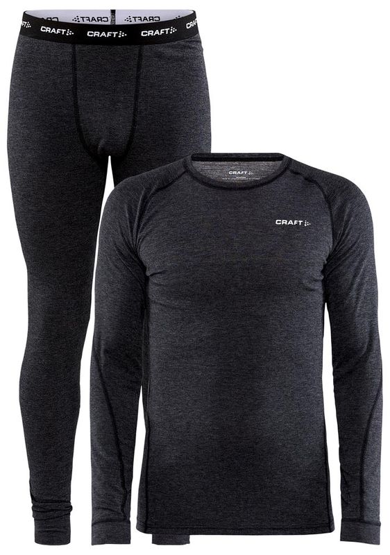 Craft Core Wool Merino Set M Underställ Set Black Melange, XXL