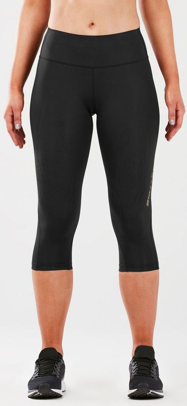 2XU Force Mid-Rise Compression 3/4 Tights W L&ouml;partights Black/Gold Reflective, XXL