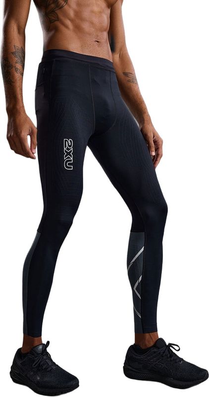 2XU Light Speed React Compression Tights M Löpartights Black/White Reflective, L