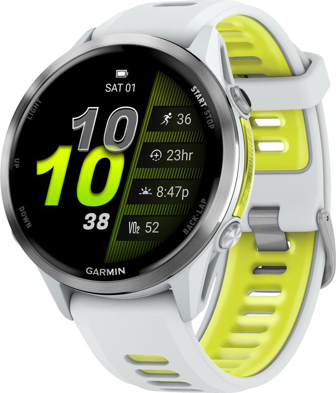 Garmin Forerunner 970 Amoled 47 mm Pulsklocka Whitestone/Amp Yellow