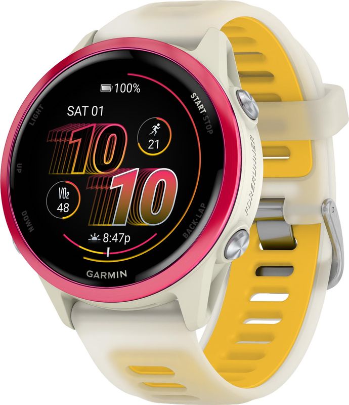 Garmin Forerunner 570 Amoled 42 mm Pulsklocka Bone/Raspberry/Mango