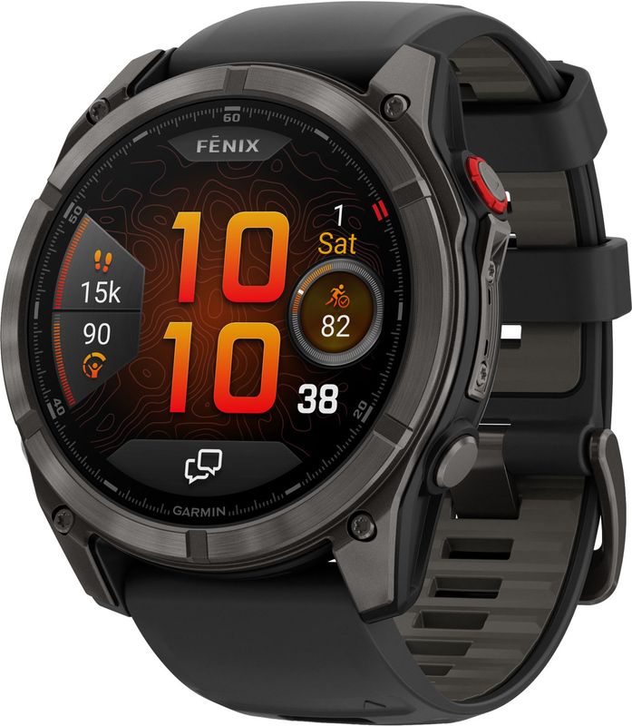 Garmin Fenix 8 Pro Amoled 51 mm   Carbon Gray DLC Titanium with Black/Pebble Gray Silicone Band