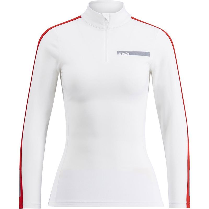 Swix Roadline Nts Half Zip Baselayer Top W Mellanlager Tröja Bright White/Fiery Red, XS