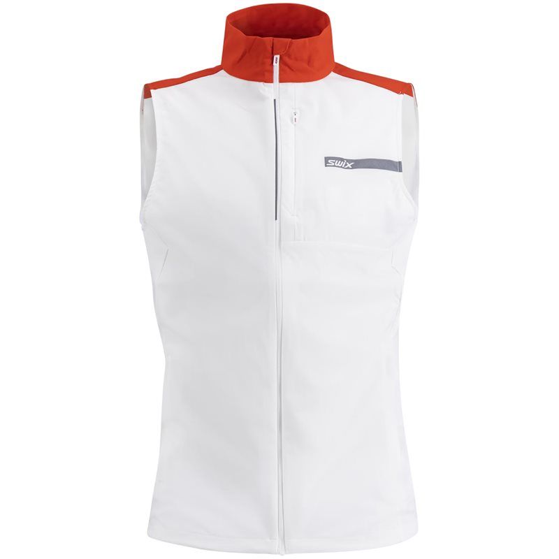 Swix Roadline Wind Vest M Löparväst Bright White/Fiery Red