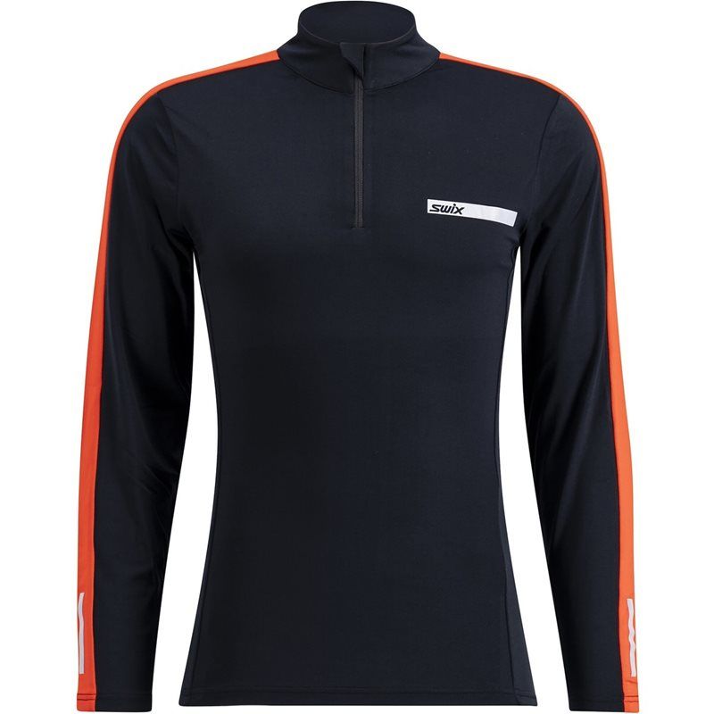 Swix Roadline Nts Half Zip Baselayer Top M Mellanlager Tr&ouml;ja Black/Fiery Red