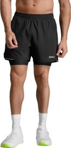 2XU Aero Mesh 2-in-1 5-inch Shorts-BLACK/GREY-S